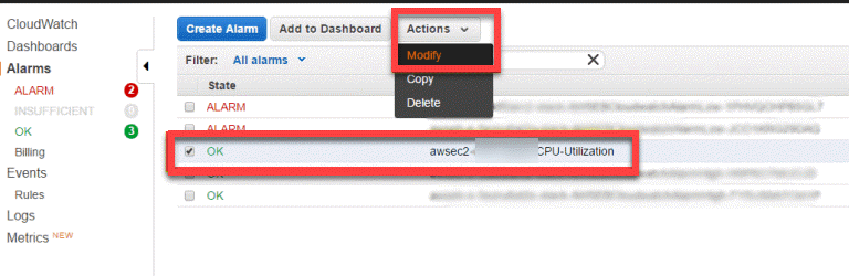 CloudWatch alarm